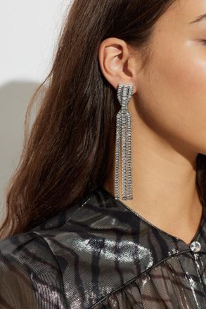 Isabel Marant Long Earrings With Shimmering Crystals, Womens, Silver