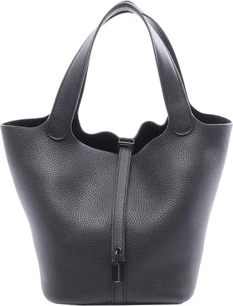 Herm&egrave;s Borsa a mano Picotin Lock MM in pelle Taurillon Clemence 2021 - Nero