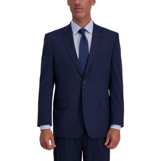 Haggar Mens Premium Stretch Classic Fit Suit Separate Coat (Regular and Big & Tall Sizes) Business Jacket, Navy Blue Houndstooth, 46