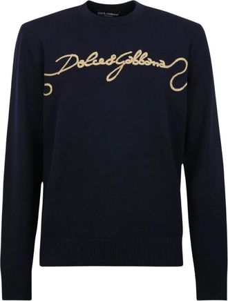 Dolce & Gabbana Round-neck Truien - Heren - Ronde hals truien - Blauw - XL - Truien & Vesten