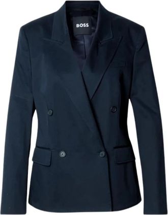 HUGO BOSS Dames, Jassen, Blauw, Maat: 2XL Wol