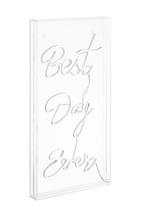 Jonathan Y Designs Best Day Ever 11.75 X 23.63 Contemporary Glam Acrylic Box USB Operated LED Neon Light, White at Nordstrom
