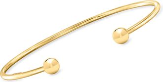 RS Pure by Ross-Simons Italian 18kt Gold Over Sterling Bead Cuff Bracelet