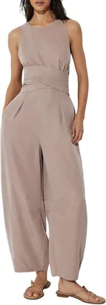 Reiss Yasmin Wide Leg Jumpsuit in Taupe Neutral at Nordstrom, Size 10