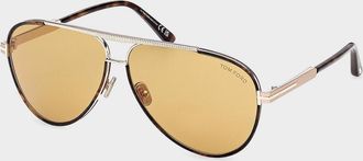 Tom Ford Men & apos;s Rupert 02 63mm Metal & Acetate Aviator Sunglasses