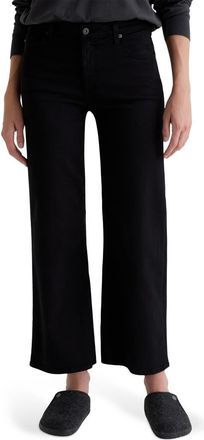 AG - Adriano Goldschmied Saige Mid Rise Ankle Wide Leg Jeans in Super Black at Nordstrom, Size 32