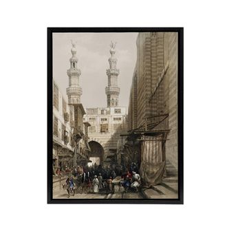 Artery8 Metwally Minarets & Grand Entrance Roberts Black Framed Canvas Art in Brown | Size: W24 x H32