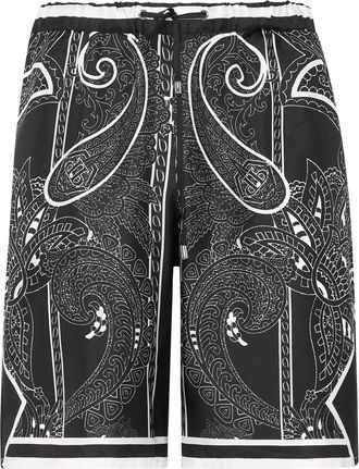 Philipp Plein Silk Shorts Paisley Foulard - Heren - Korte Broeken - Zwart - 4XL - Korte Broeken