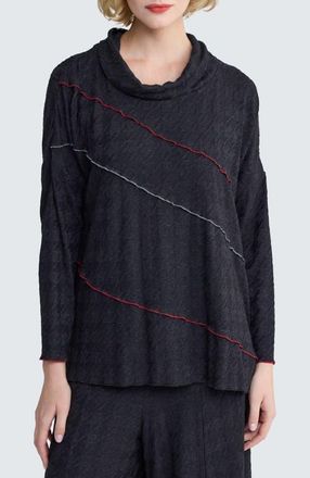 Luukaa D'Celli Fleuris Cowl-Neck Blouse in Coalblack Red at Nordstrom, Size X-Large