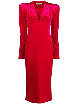 Philosophy di Lorenzo Serafini V-neck empire line midi dress - women - Polyester/Polyester/Polyamide/Spandex/Elastane/Spandex/Elastane - 42 - Red