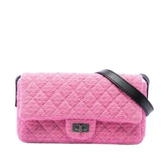 Chanel Pre-owned Vintage Quilted Tweed Crossbody Bag - Dames - Pre-owned - Roze - Maat: ONE Size Tweed