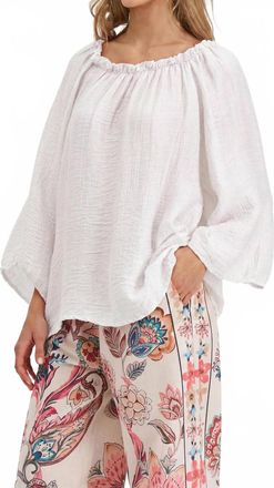 M Made in Italy Woven Tunic Top In White