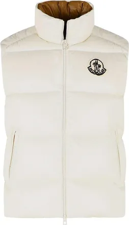 Moncler Belice Padded Vest In Ivory White Polyamide