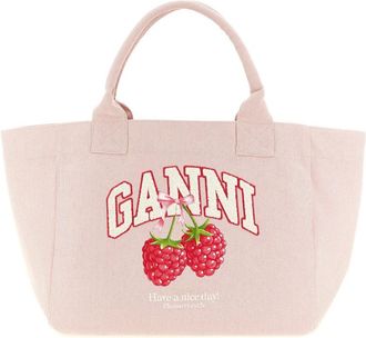 Ganni Light Pink Logo Large Tote