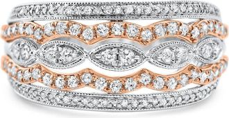 Pompeii3 White & Rose Gold Filigree Diamond Wedding Ring Size 7 Size: 7