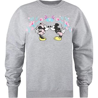 Disney Dames/dames Mickey & Minnie Mouse Kruissteek Sweatshirt (Sportgrijs)