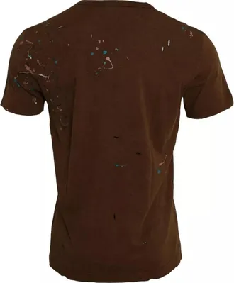Dolce & Gabbana Brown Color Splash Cotton Crew Neck Mens T-shirt