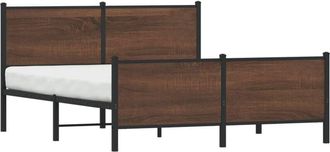 vidaXL Metal Bed Frame without Mattress Brown Oak 140x200 cm Vidaxl
