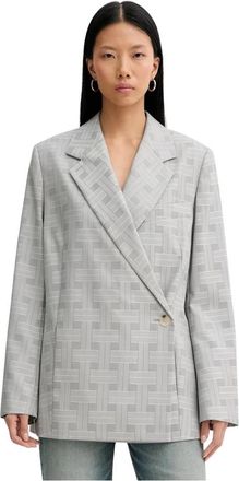 Kenzo Virgin Wool Blazer - Dames - Blazers - Grijs - S - Wol - Jassen