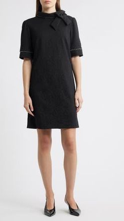 Julia Jordan Bow Neck Faux Pearl Trim Sheath Dress in Black at Nordstrom Rack, Size X-Small