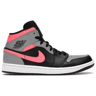 Nike Jordan Air Jordan 1 Mid Leather Mens Lace Up Trainers - Hot Punch White - Size:UK 10.5