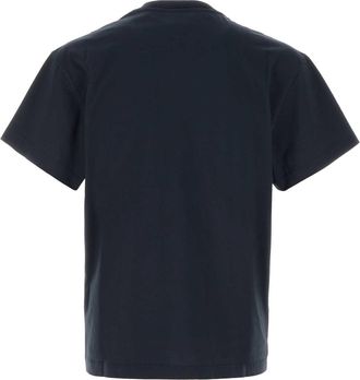 Jil Sander Mens Logo-Embroidered Cotton T-Shirt Navy
