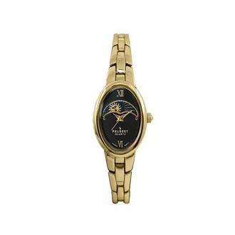 Peugeot Sun Moon Oval Link Bracelet Watch- 30x25MM in Black at Nordstrom