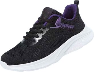 Generic Womens Arch Support Running Trainers Womens Wide Fit Slip on Shoes Womens New Fly Weave Breathable Sneakers Casual Shoes Comfortable Casual Black Wome
