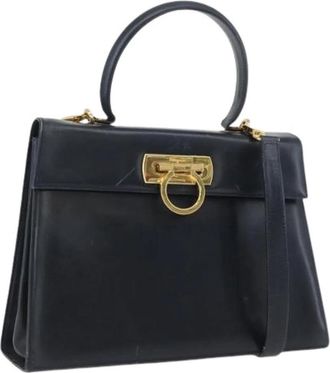 Ferragamo Pre-owned Hand Bag - Dames - Vintage Handtas - Blauw - ONE Size - Leer - Vintage
