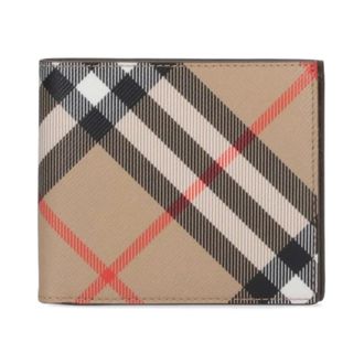 Burberry Check Bifold Portemonnee - Heren - Accessoires - Beige - Maat: ONE Size Katoen