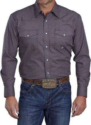 Roper Mens Long Sleeve Snap Roper Top In Blue