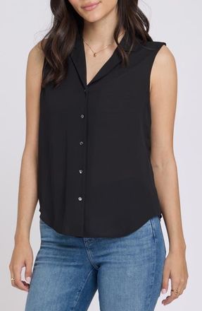 NYDJ Gabrielle Sleeveless Shirt in Black at Nordstrom, Size Xx-Small