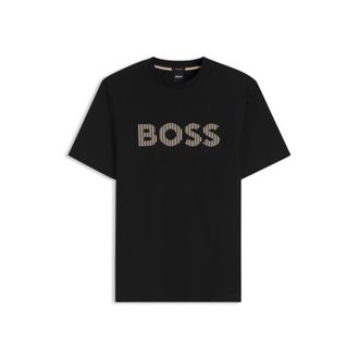 BOSS Stripe-artwork T-shirt in cotton jersey