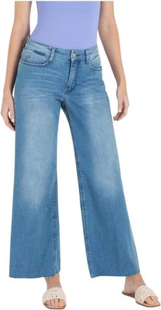 M.A.C Wide Fringe Jeans - Winter Baby Blue - Dames - Loose Fit Jeans - Blauw - XS - Katoen - Jeans