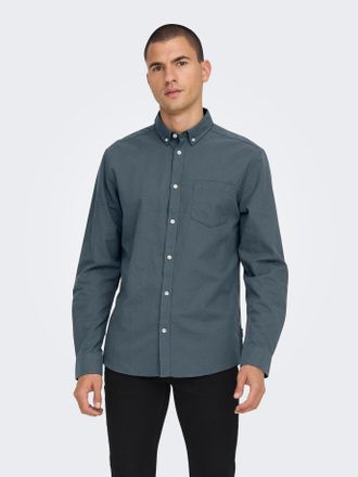 Only & Sons Langarmhemd ONLY & SONS ONSALVARO SLIM LS OXFORD SHIRT NOOS, Herren, Gr. XXL, N-Gr, blau (trellis), Web, Obermaterial: 60% Baumwolle, 40% Polyester, u