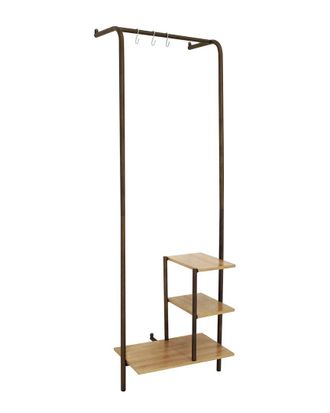 Sunnydaze Indoor Wall-Mounted Garment Hanging Rack With Shelves