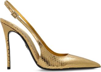 Dsquared2 Metallic slingback pumps met slangenprint - Goud