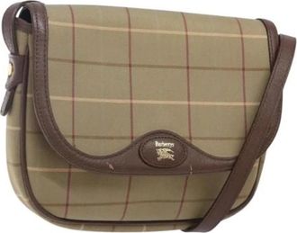 Burberry Pre-owned Canvas Shoulder Bag - Dames - Vintage Schoudertas - Beige - ONE Size - Leer - Vintage