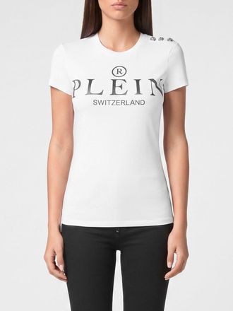 Philipp Plein T-shirt girocollo in jersey slim fit con logo a contrasto e mostrine