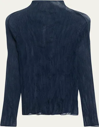 Issey Miyake Twisted Chiffon Long-Sleeve Top