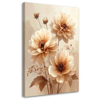 Feeby Cuadro En Lienzo Flores Beige En Un Suave Estilo Vintage 80x120