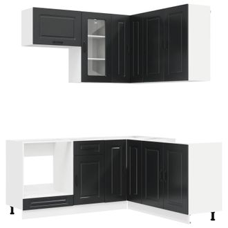 vidaXL Unidad De Cocina Kalmar 8 Uds. Negro Madera De Ingenier&iacute;a Vidaxl