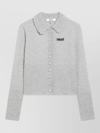 Chlo&eacute; fine-knit wool fitted collared cardigan