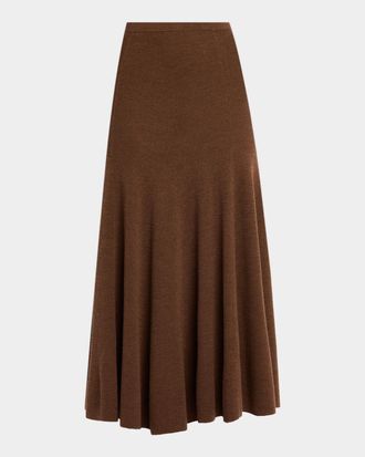 Ulla Johnson Azaria Pleated Merino Wool Midi Skirt