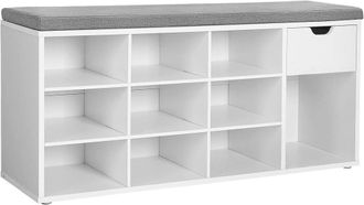 Vasagle Banco zapatero de 30 x 104 x 48 cm de color blanco y gris
