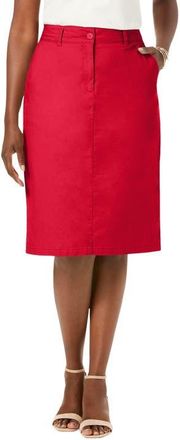 Jessica London Stretch Cotton Chino Skirt in Vivid Red at Nordstrom, Size 12