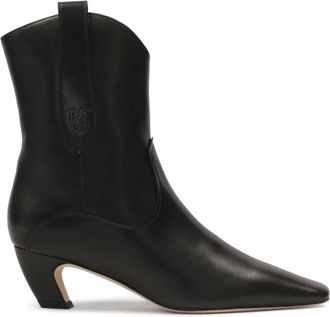 Kazar Zwarte leren laarzen met ronde bovenkant - Dames - Cowboylaarzen - Zwart - 35 EU - Leer - Schoenen