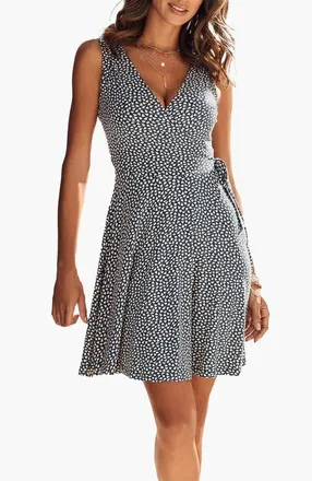 Lascana Womens Wrap Look Dress in Blue Grey Print at Nordstrom, Size 10