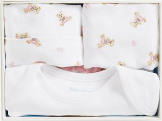 Polo Ralph Lauren Kids Polo Bear Three-Piece Cotton Gift Set White (bodysuit Bodies