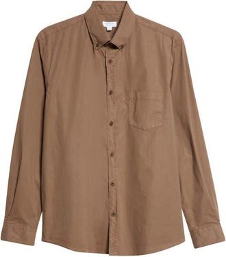 Sunspel Soft Stretch Poplin Button-Down Shirt in Dark Cedar at Nordstrom, Size Xx-Large
